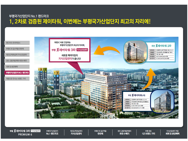 부평제이타워3차 아파트형공장신축분양!!!부평국가산업단지 대우자판부지 아파트형공장신축,입주의향서 접수중
